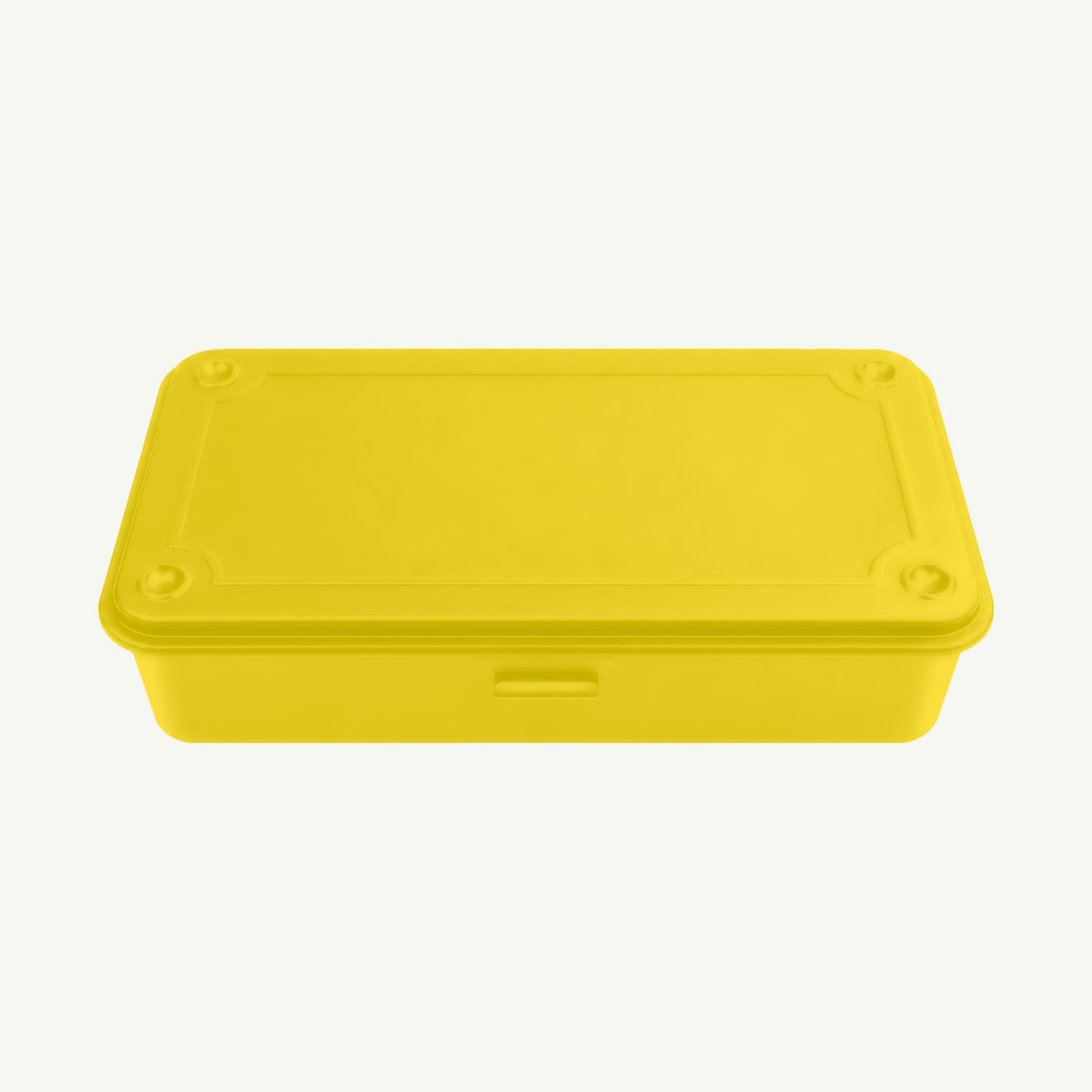 Toyo Steel Monogrammed Yellow Steel Storage Box, perfect for keepsakes, on white background.