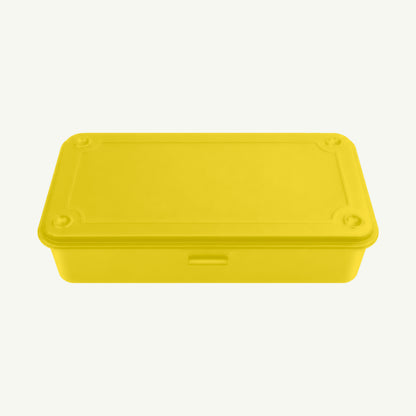 Toyo Steel Monogrammed Yellow Steel Storage Box, perfect for keepsakes, on white background.
