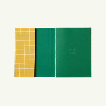 Uma Small Flat Lay Notebook, Ochre Check