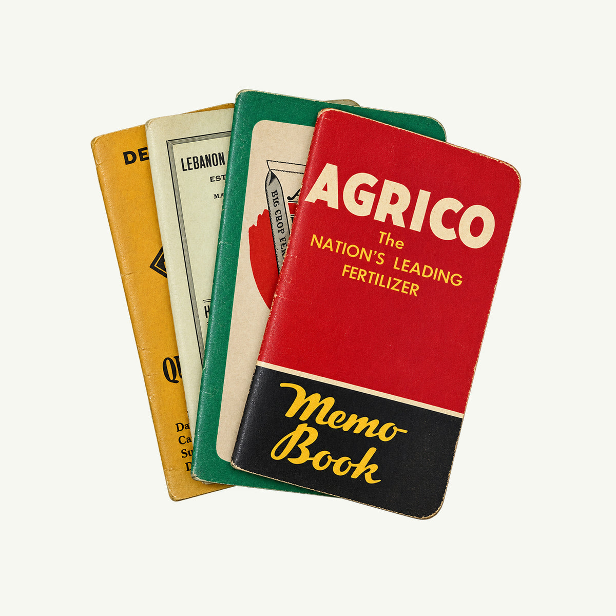 Set of 4 Fertilizer Memo Pads by Mr. Boddington’s Studio, inspired by vintage farm ads.