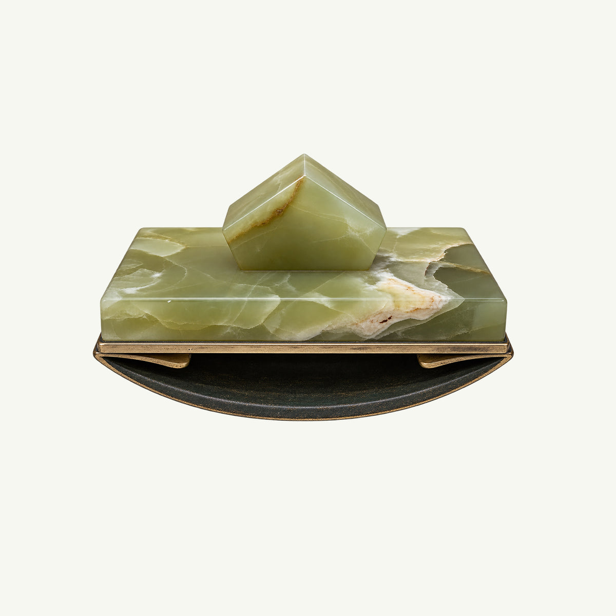 Vintage Green Onyx Rocking Ink Blotter by Mr. Boddington’s Studio, ideal for Art Deco desks.