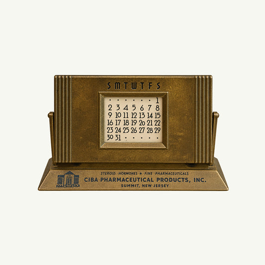 Vintage CIBA Pharma Perpetual Calendar by Mr. Boddington’s Studio—unique desk accessory.