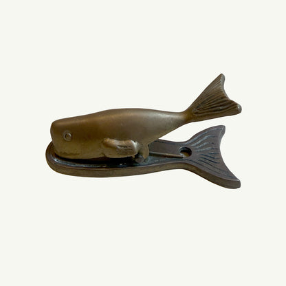 Vintage Brass Whale Letter Clip