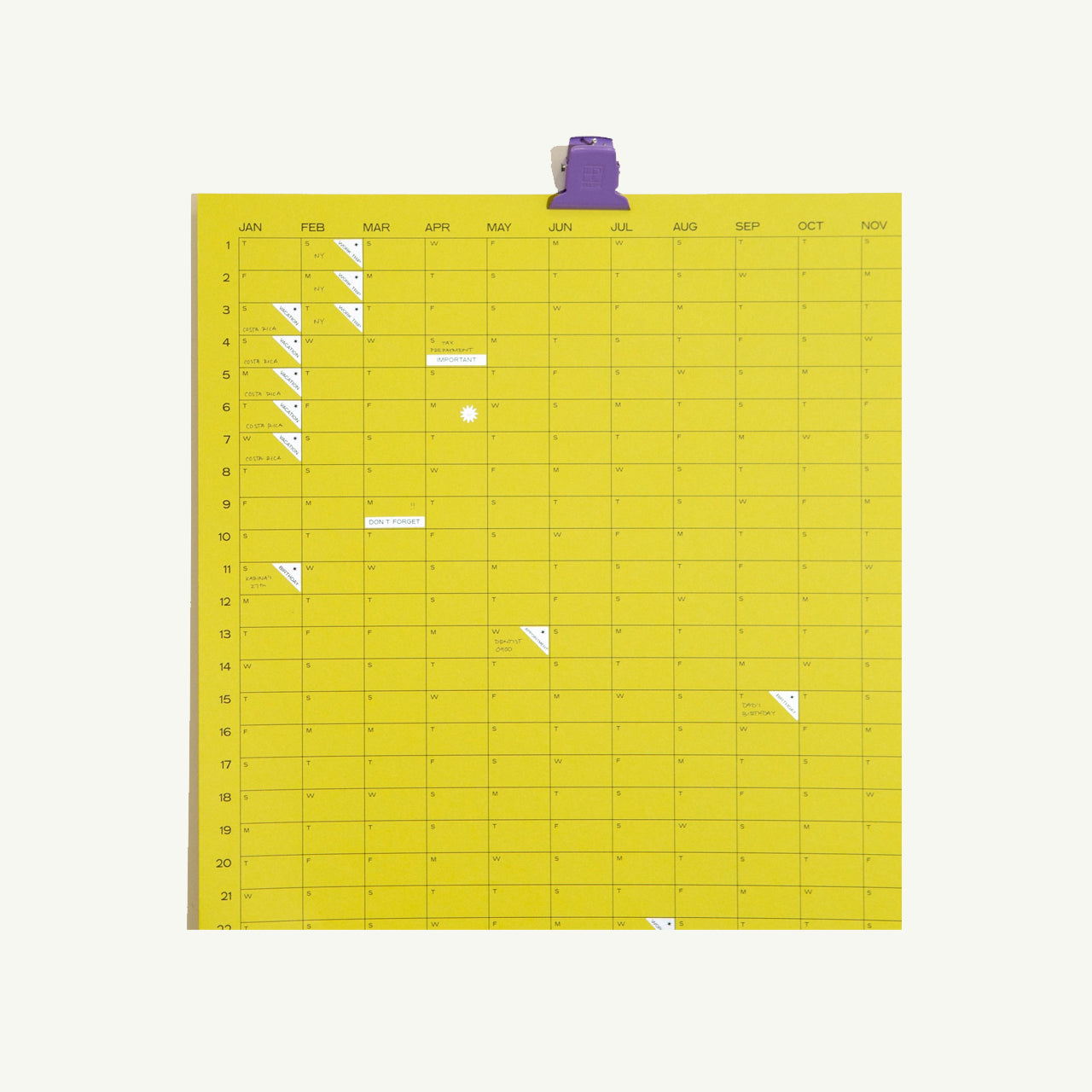 2026 Yearly Wall Calendar - Chartreuse