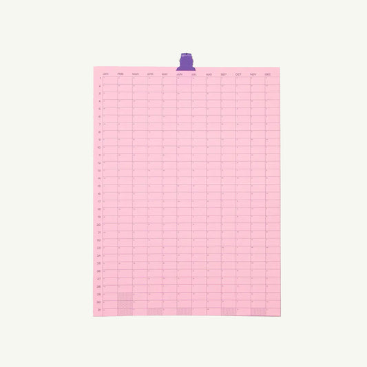 2026 Yearly Wall Calendar - Pink