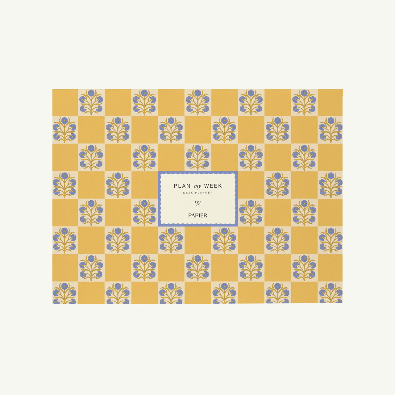 Weekly Desk Planner, Undated -  Floral Checkerboard
