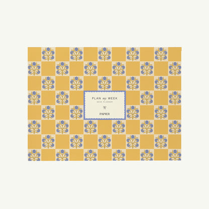 Weekly Desk Planner, Undated -  Floral Checkerboard