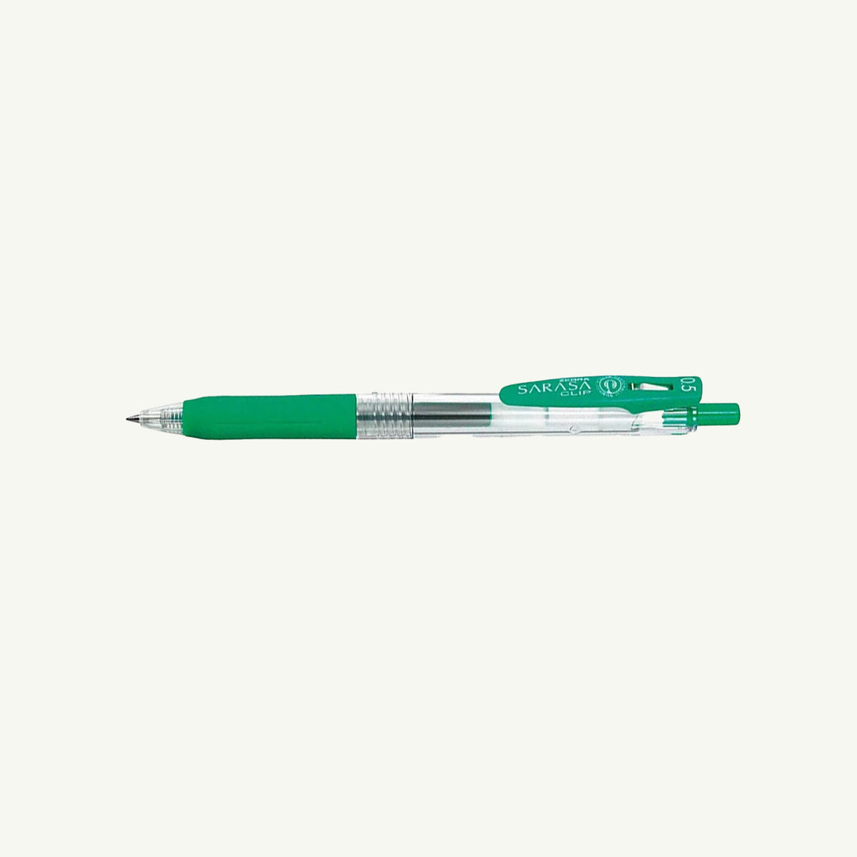 Zebra Retractable Gel Pen, 0.5mm tip, with grip, clip, and visible ink barrel.