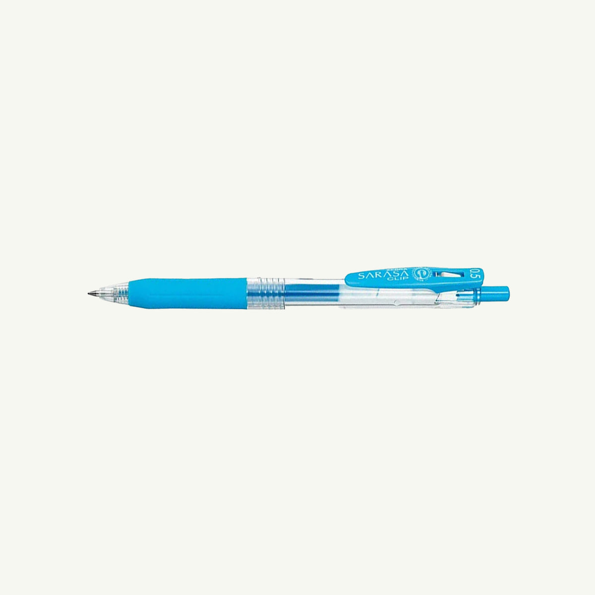 Zebra Retractable Gel Pen, 0.5mm tip, archival ink, blue, shown on white background.