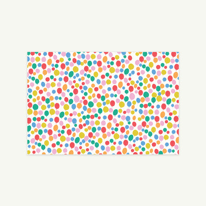 Hand-drawn balloon motifs scatter on matte white Balloons Gift Wrap by Mr. Boddington's Studio.