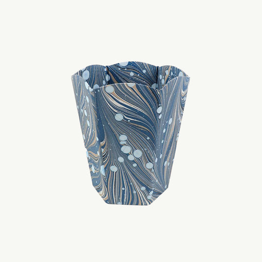 MARBLED SCALLOPED COLLAPSIBLE BASKET - FIRE WHIRL BLUE