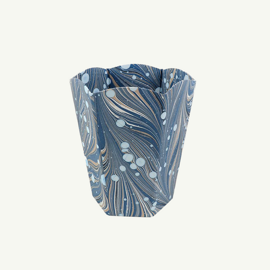 Marbled Scalloped Collapsible Basket, Fire Whirl Blue