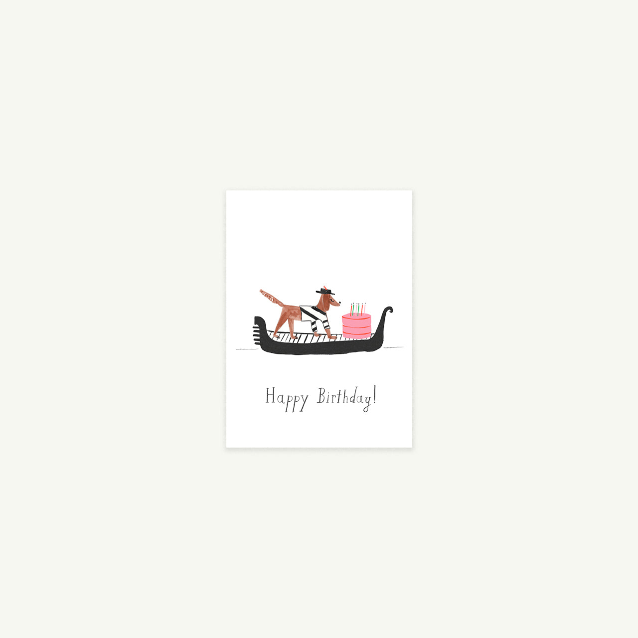 Cake Delivery - Petite Card by Mr. Boddington's Studio. Dog in gondola, Happy Birthday!.