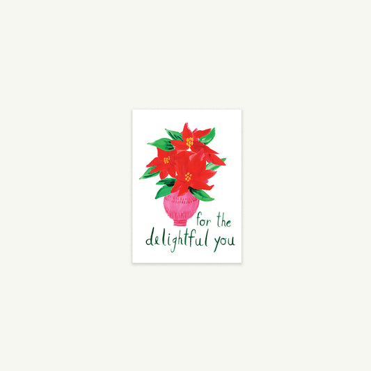 Cheer and Success by Mr. Boddington's Studio: a petite gift card with red flowers, pink vase.