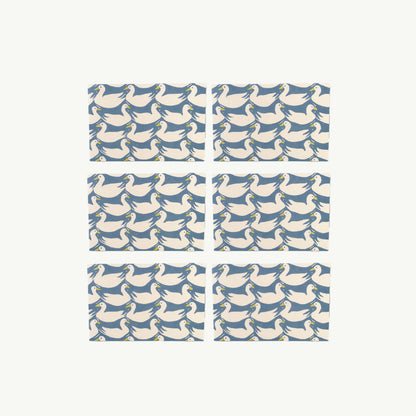 Pack of Six Small Cards Ducks & Rabbits Blue and Yellow