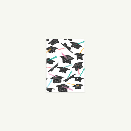 Hats Off - Petite Card by Mr. Boddington's Studio features black caps and colorful tassels.