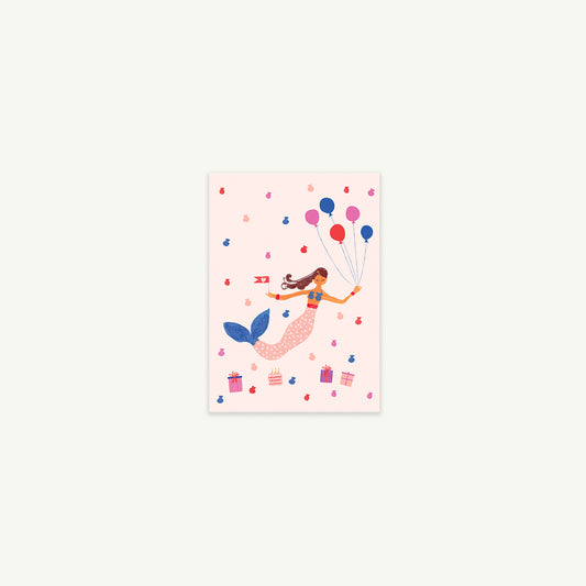 Mermaid's Birthday Petite Cards by Mr. Boddington’s Studio feature a mermaid with balloons.