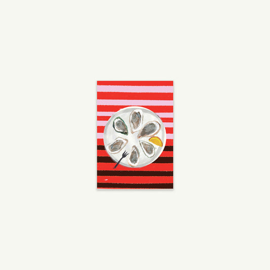 Pass The Mignonette oysters card by Mr. Boddington's Studio, ideal for hand-drawn red stripes.
