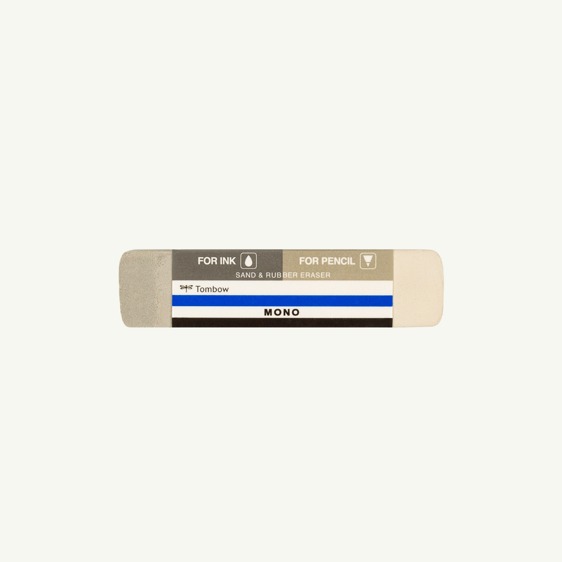 Tombow Sand and Rubber Eraser, rectangular, removes pencil and ink marks.