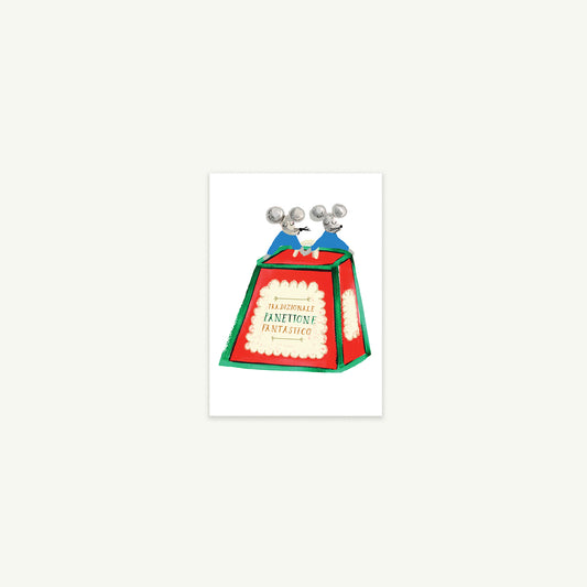 Three blue mice atop a box—Just a Nibble by Mr. Boddington's Studio for petite gift cards.