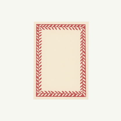10 Postcards with Patterned Border in Crimson