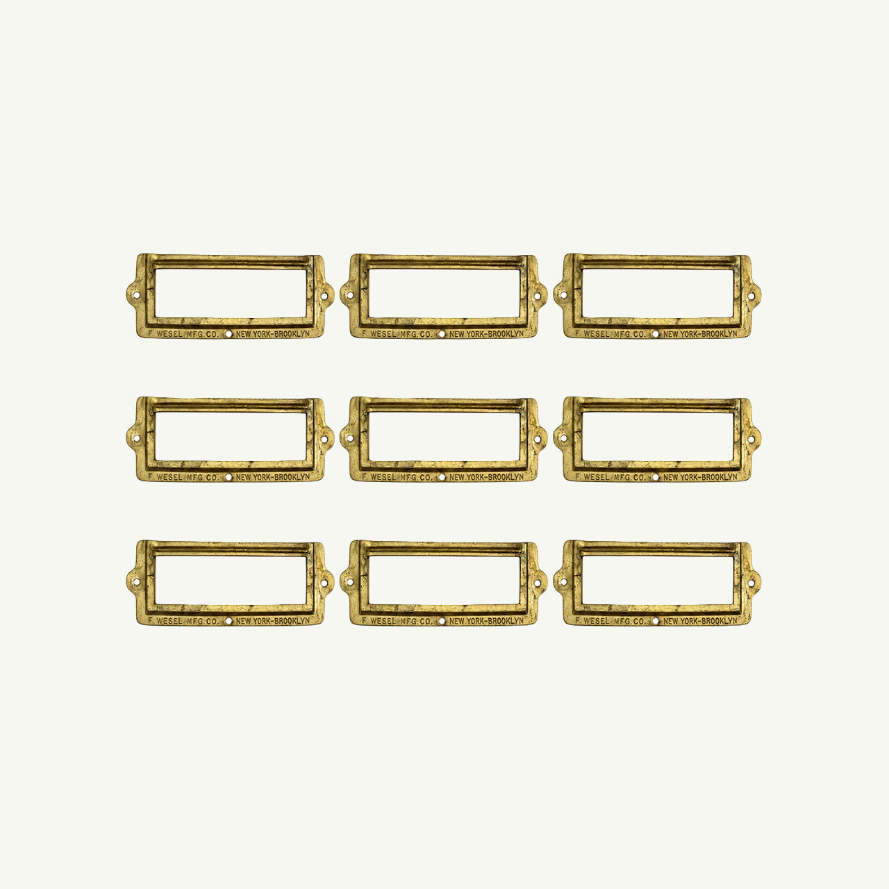 Vintage Brass Label Holders - Set of 9