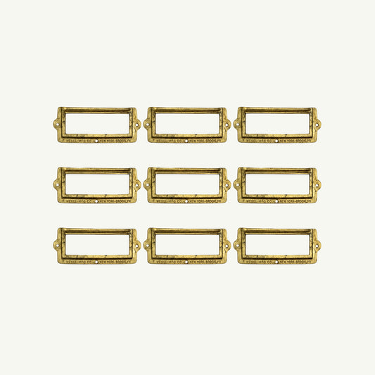 Vintage Brass Label Holders - Set of 9